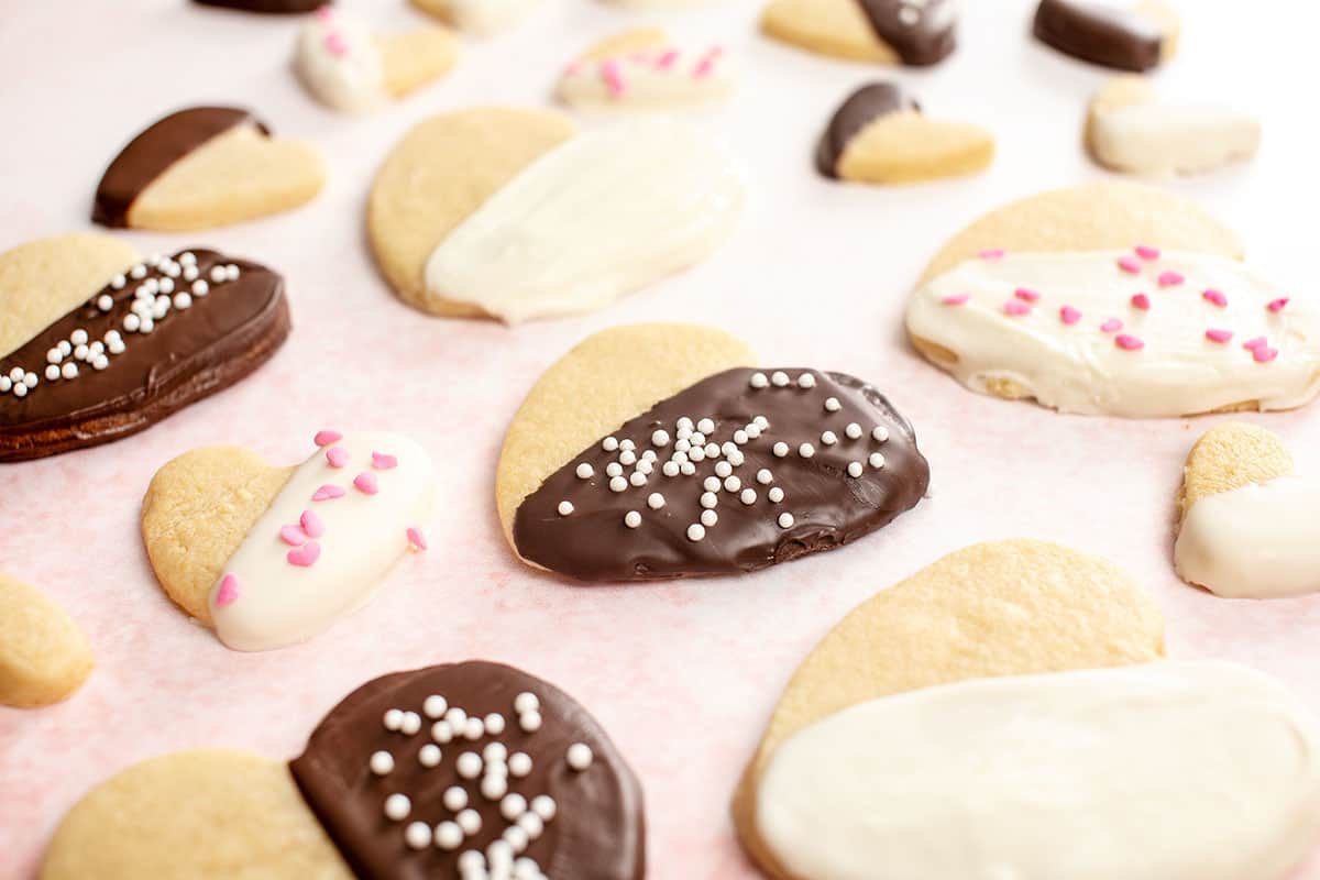 Side shot of Valentine's Day Cookies.