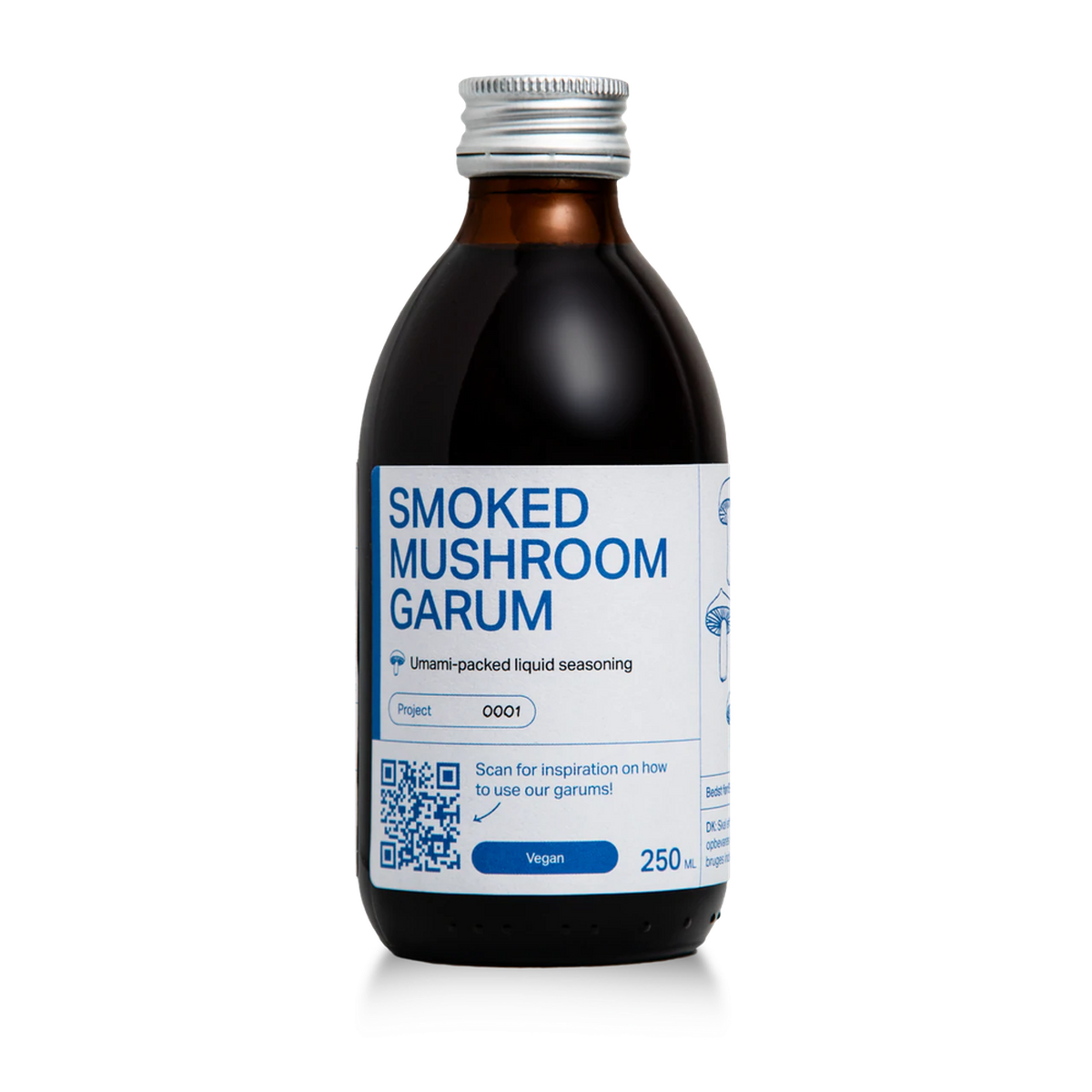 A bottle of smoked mushroom garum